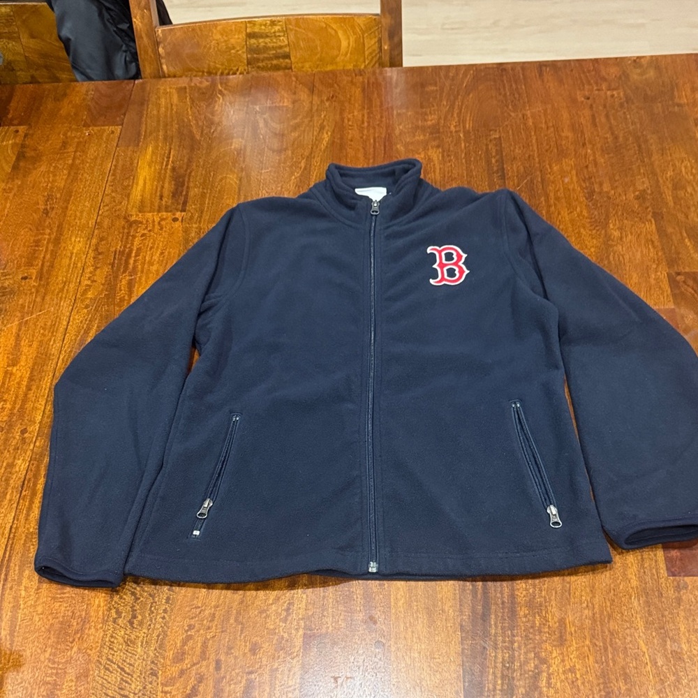 Boston Red Sox’s Navy Fleece Zip-Up Jacket with Red 'B' Logo Genuine Merchandise